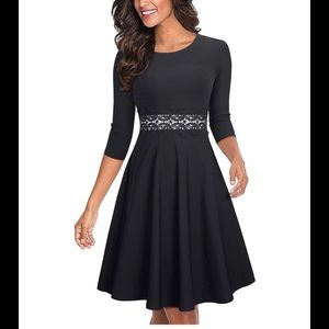 Black-3/4 Sleeve Dress XS/S